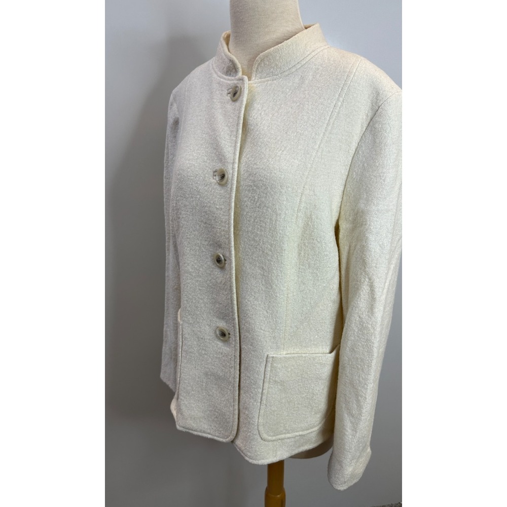 Talbots Boiled Wool Stand Collar JacketIvory Cream Button Pockets Plus Size 16 - Picture 3 of 9